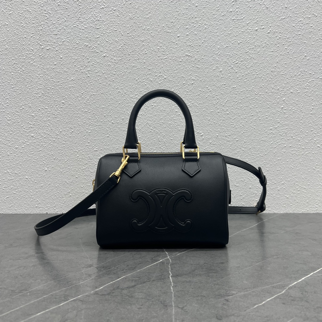 Celine Small Boston Cuir Triomphe In Smooth Calfskin Black 197582